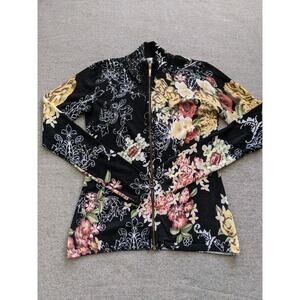 Boston Proper Jacket Womens Size Small Multi Color Bright Floral Paisley Print
